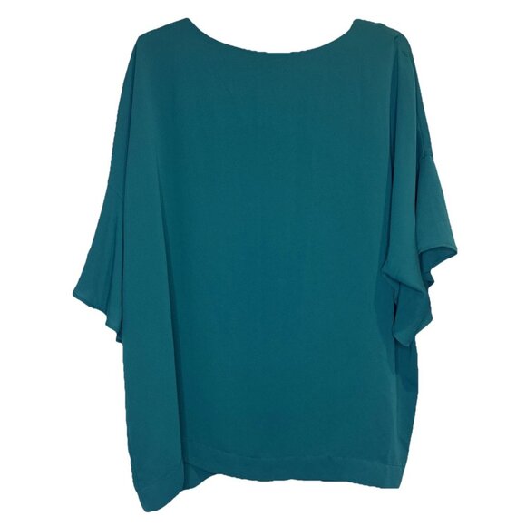 J. Jill Wearever Collection Womens Teal Pullover Flutter Sleeve Blouse Top Sz L - Picture 4 of 9